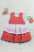 Dusty Dark Pink And White Layered Hakoba Frock