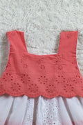 Dusty Dark Pink And White Layered Hakoba Frock