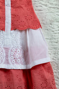 Dusty Dark Pink And White Layered Hakoba Frock