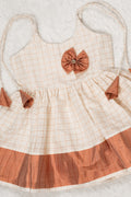 Traditional Girls Vishu & Festive Dress – White & rose Gold
