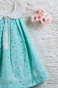Turquoise Blue Hakoba A Line Frock with Peter Pan Collar